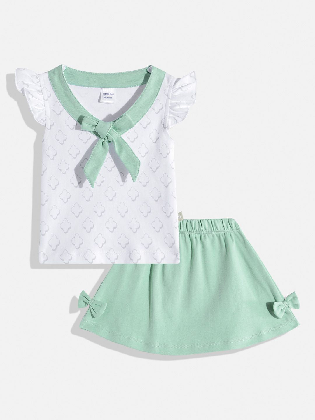 Moms Love Infant Girls Pure Cotton Printed Top with Skirt
