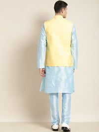 SOJANYA Mandarin Collar Straight Regular Kurta With Pyjamas & Nehru Jacket