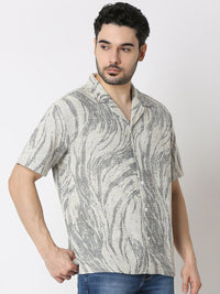 SPYKAR Men Relaxed Fit Cuban Collar Abstract Printed Cotton Casual Shirt
