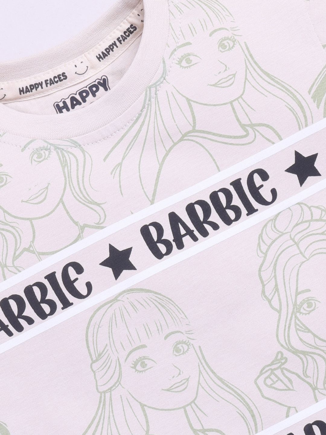 Happy Faces Girls Barbie Printed Pure Cotton T-shirt