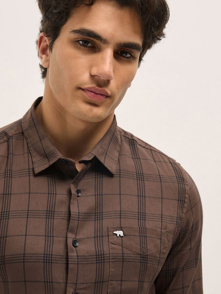 THE BEAR HOUSE Men Slim Fit Opaque Checked Casual Shirt