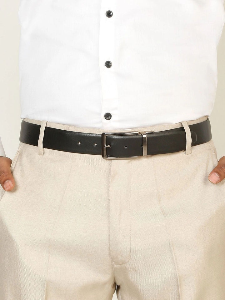 Teakwood Leathers Men Textured Leather Reversible Belt