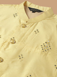 SOJANYA Ethnic Embroidered Sequinned Pure Cotton Kurta & Churidar With Nehru Jacket