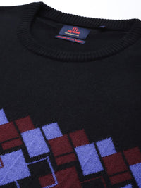 Raymond Men Black Self-Design Pullover