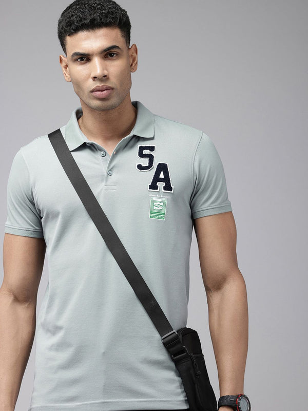 SPYKAR Polo Collar With Applique Detail Slim Fit T-shirt