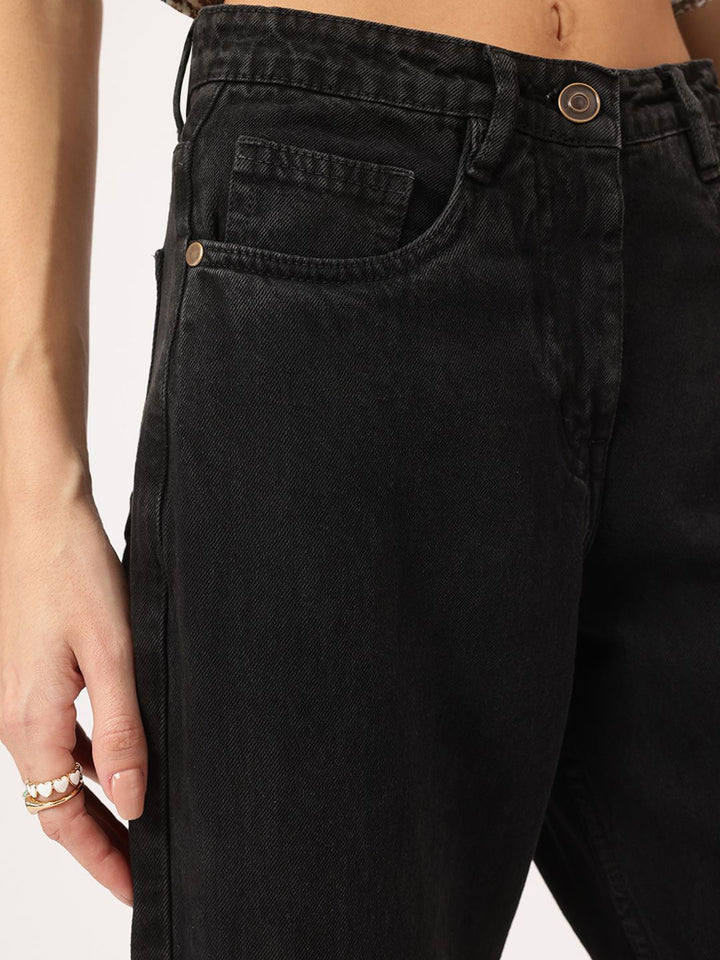 DressBerry Women Denim Duty Barrel Fit Cropped Jeans