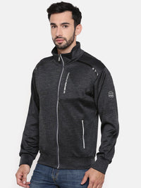 The Indian Garage Co Men Charcoal Grey Solid Bomber