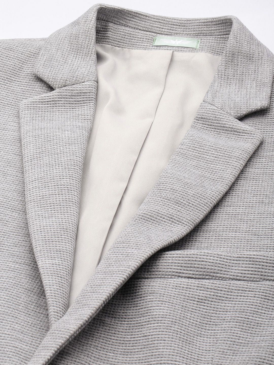 Park Avenue Notched Lapel Single Breasted Self Design Super Slim Fit Formal Blazer