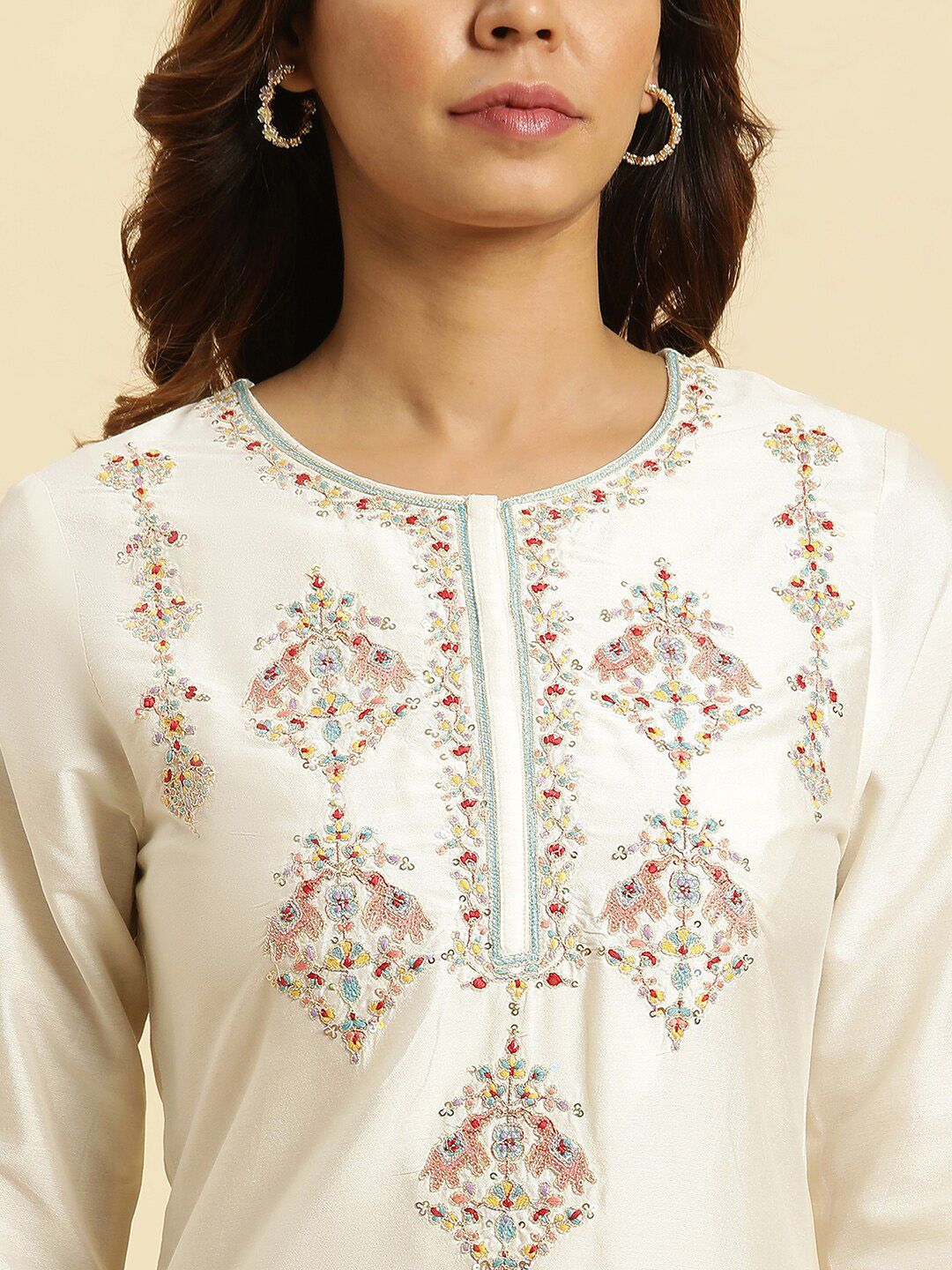 W Ethnic Motifs Embroidered Straight Kurta