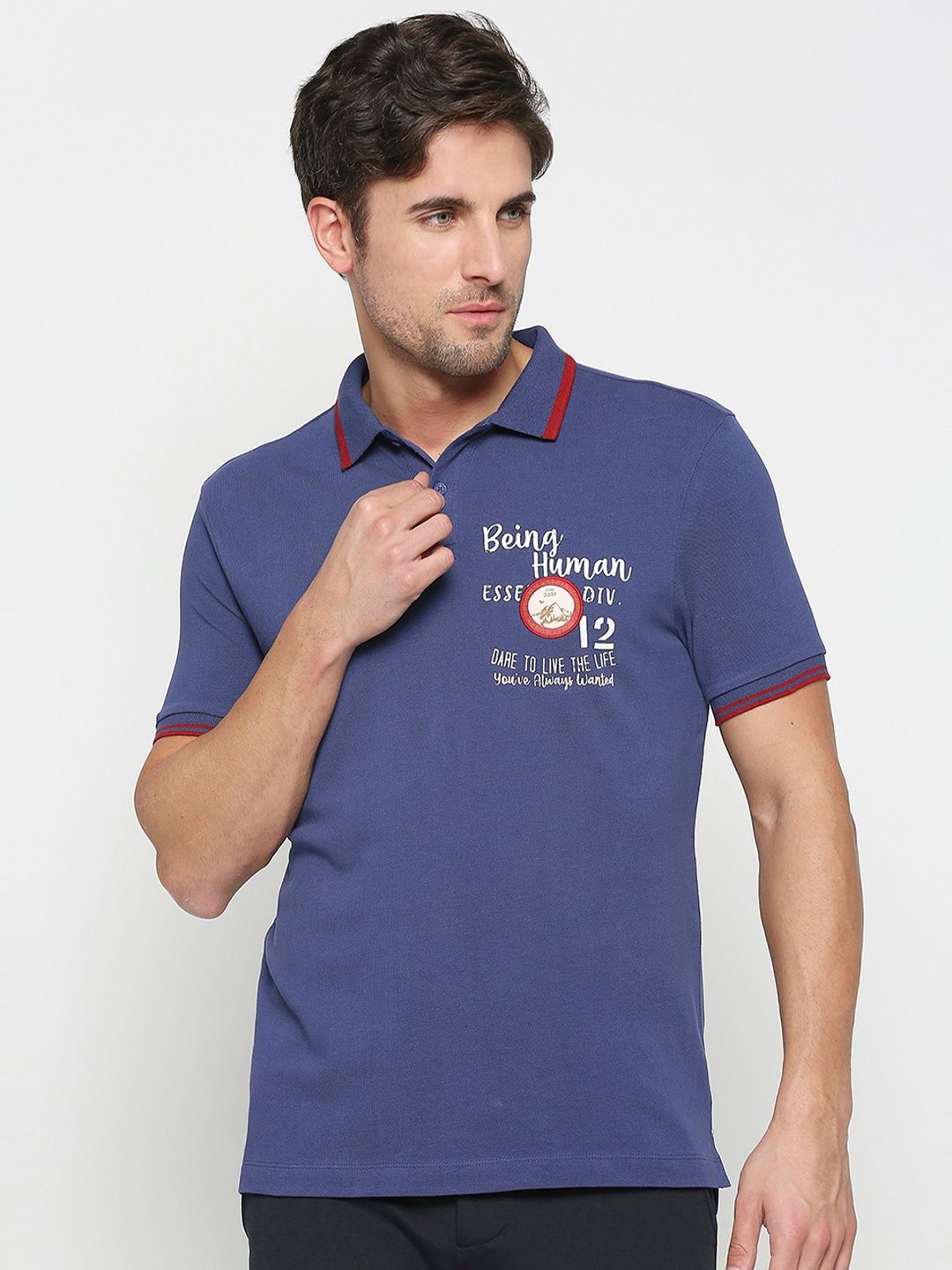 Being Human Typography Printed Polo Collar T-shirt
