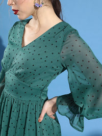STREET 9 Women Gorgeous Green Polka-Dotted Dress
