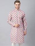 SOJANYA Kurta Lurus Bercetak Merah Lelaki