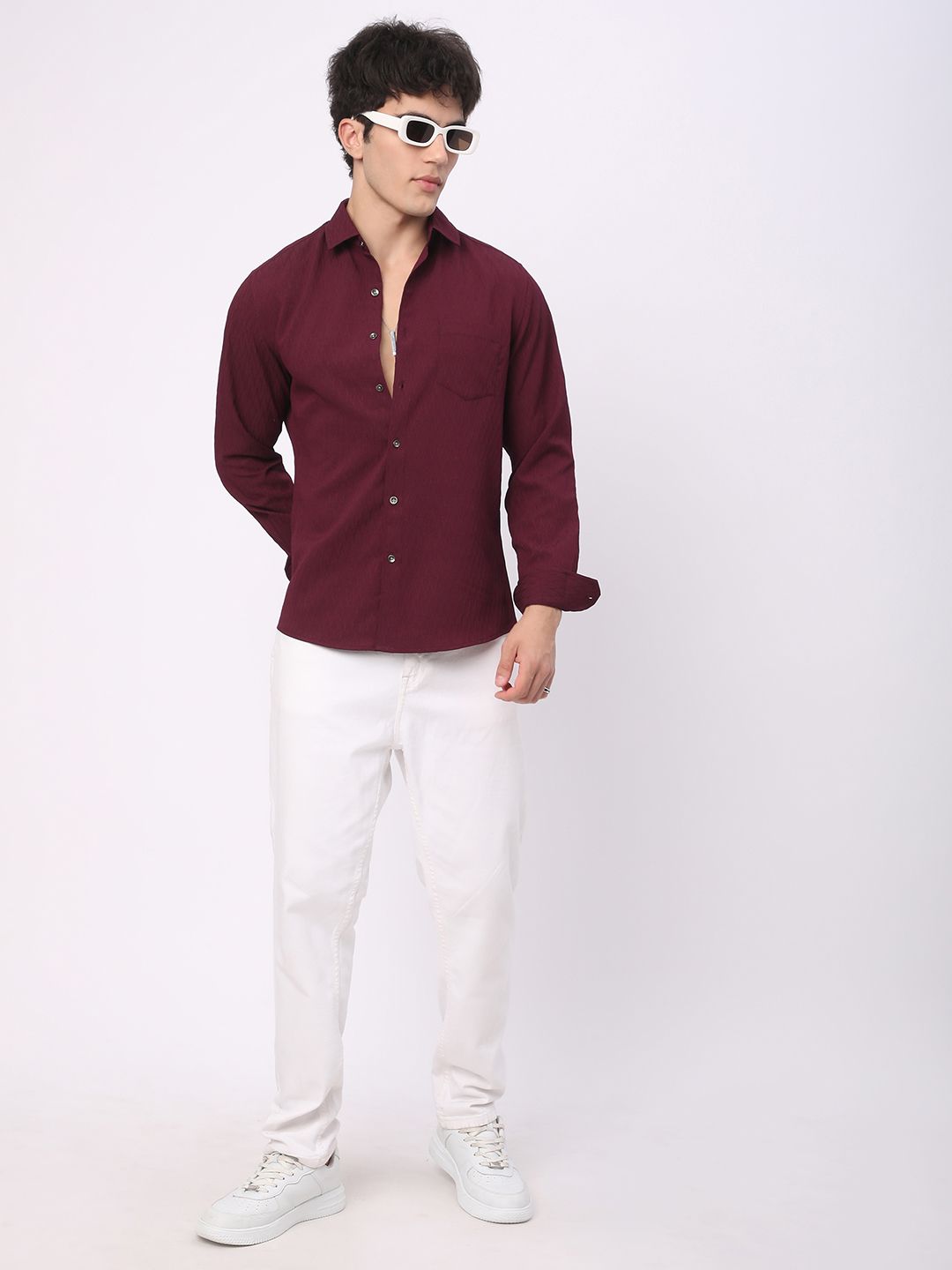 VASTRADO Men Classic Slim Fit Opaque Casual Shirt