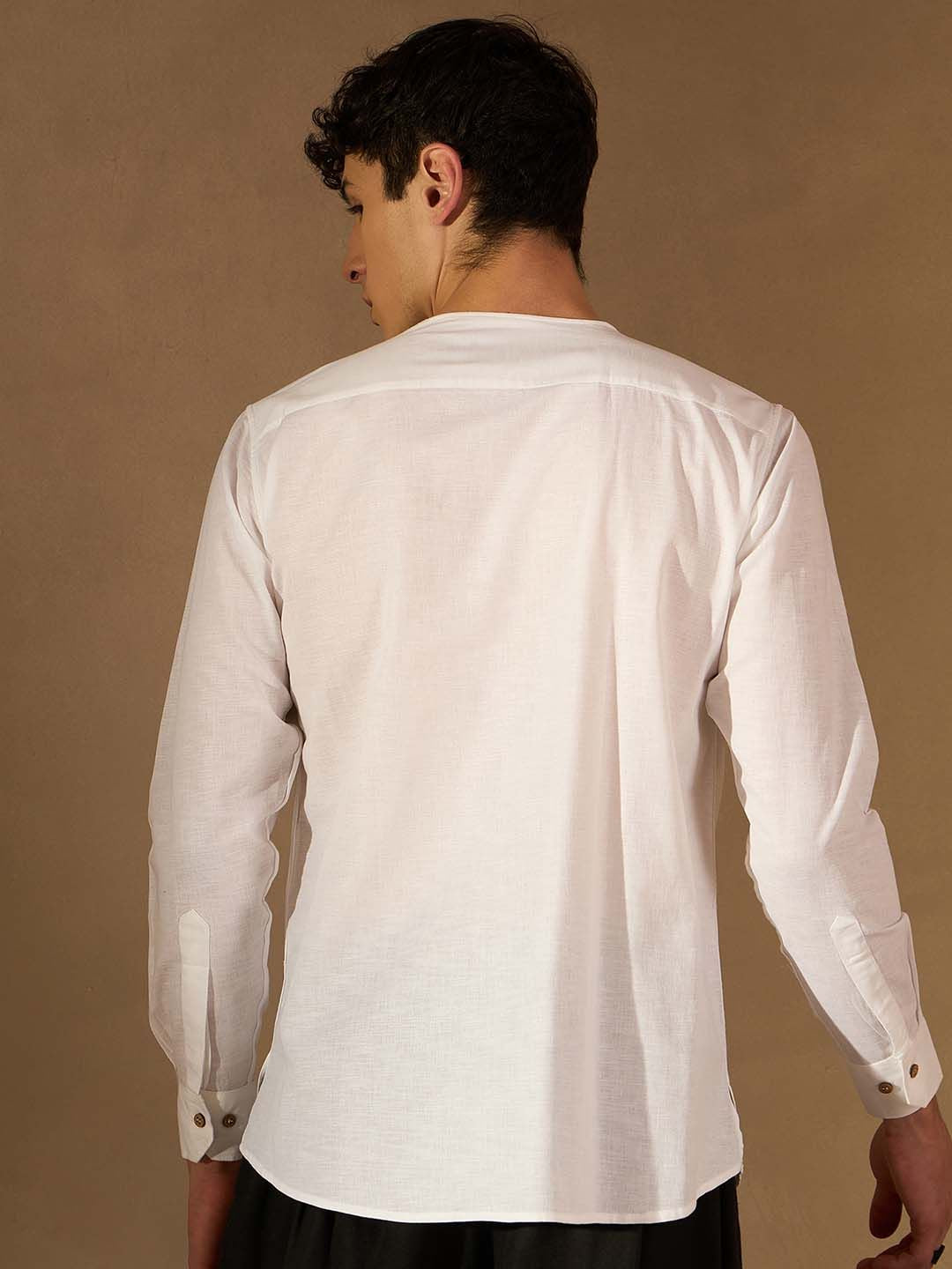 Dennison Men White Solid Kurta