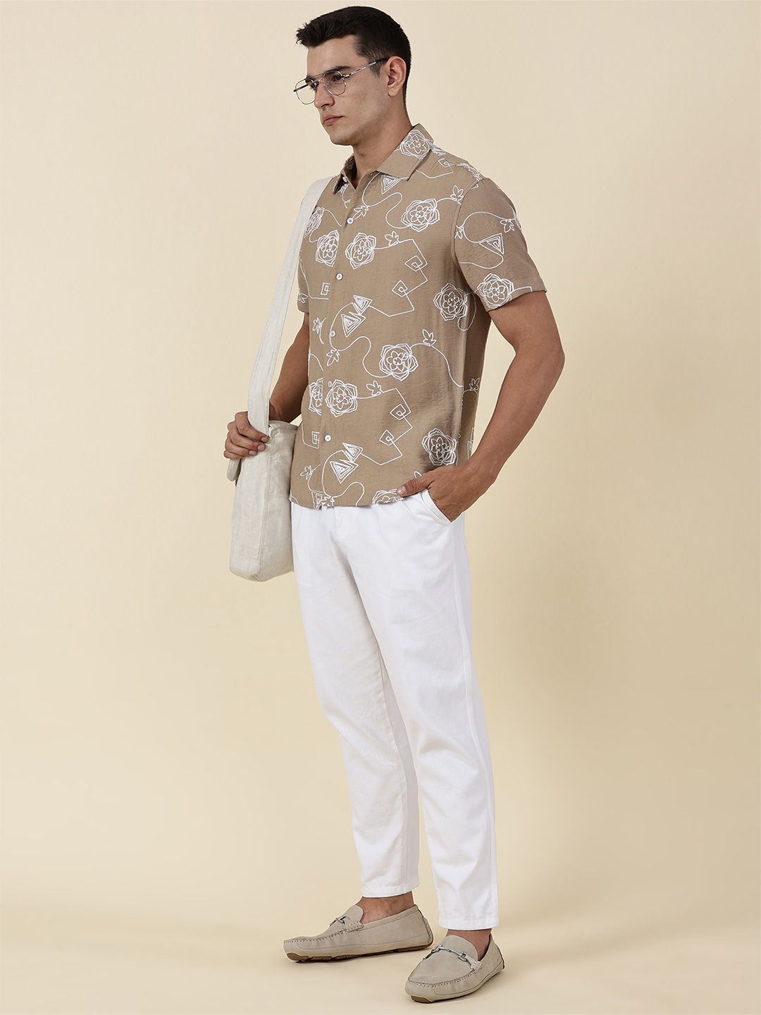 Thomas Scott Men Embroidered Regular Fit Casual Shirt