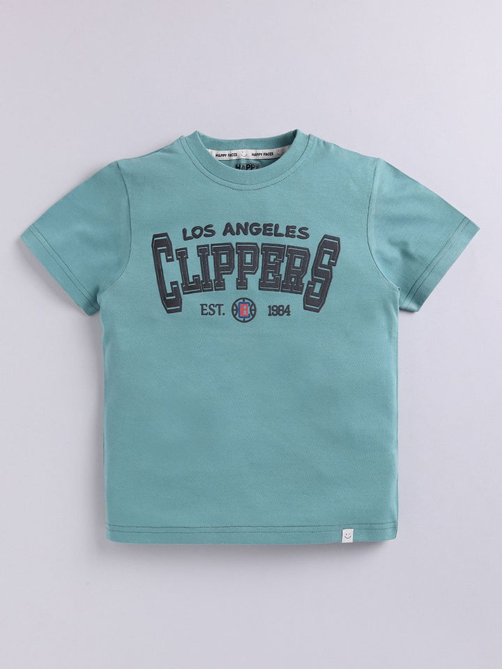Happy Faces Boys Typography Printed Pure Cotton T-shirt