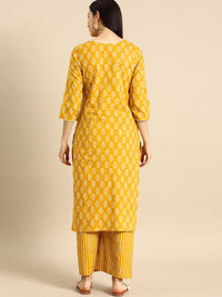 Anouk Women Yellow & White Printed Kurta with Palazzos