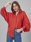 Style Quotient Women Solid Poly Crepe Oversized Casual Shirt