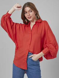 Style Quotient Women Solid Poly Crepe Oversized Casual Shirt