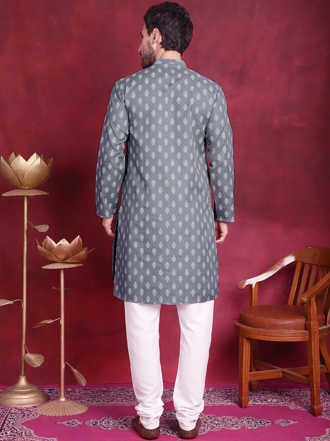 JOMPERS ETHNIC MOTIF PRINTED CART COLTAR COLTON COTTON PURE KURTA WITH CHURIDAR