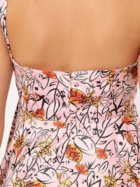 DressBerry Garden Glam Floral Print Satin-Finish A-line Dress