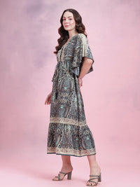 DressBerry Printed Kimono Sleeves Kaftan Midi Dress