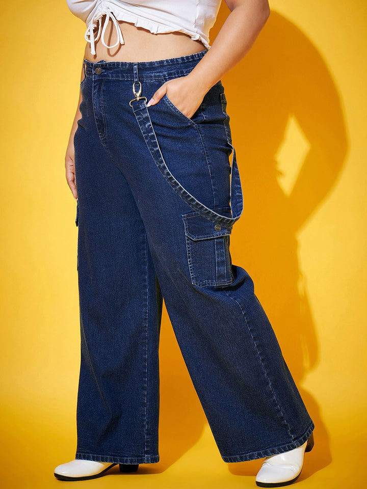 SASSAFRAS Curve Women Navy Blue Mid-Rise Comfort Straight Fit Stretchable Jeans