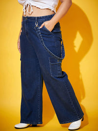 SASSAFRAS Curve Women Navy Blue Mid-Rise Comfort Straight Fit Stretchable Jeans