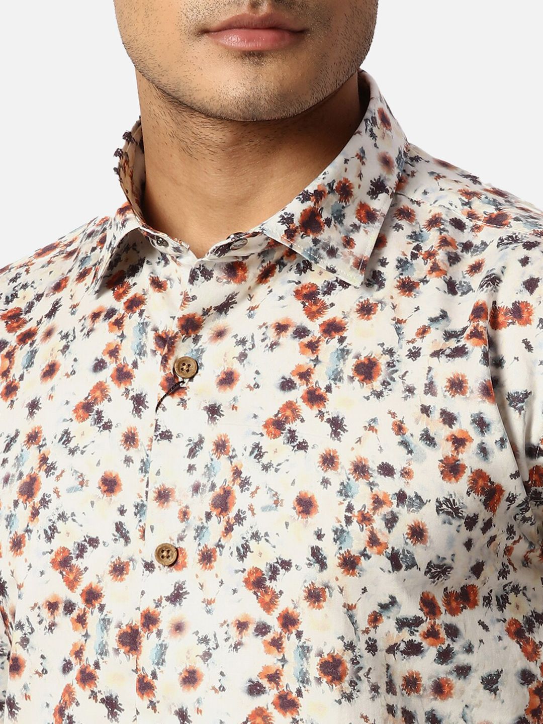 Park Avenue Abstract Printed Cotton Spread Collar Slim Fit Casual Shirt