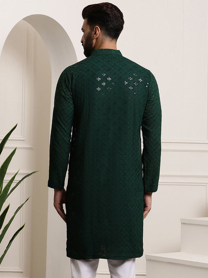 SOJANYA Dihiasi Pure Cotton Kolar Mandarin Kurta Lurus