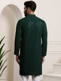 SOJANYA Dihiasi Pure Cotton Kolar Mandarin Kurta Lurus