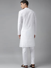 See Designs Men White Solid Pure Cotton Kurta with Pyjamas