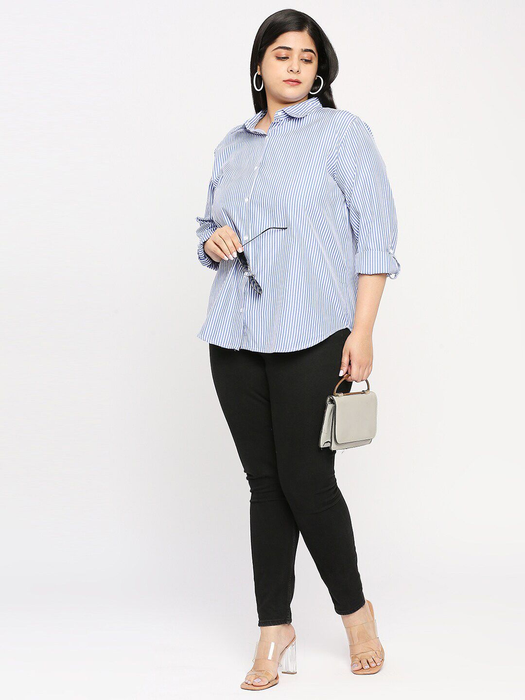 Style Quotient Plus Size Striped Smart Formal Shirt