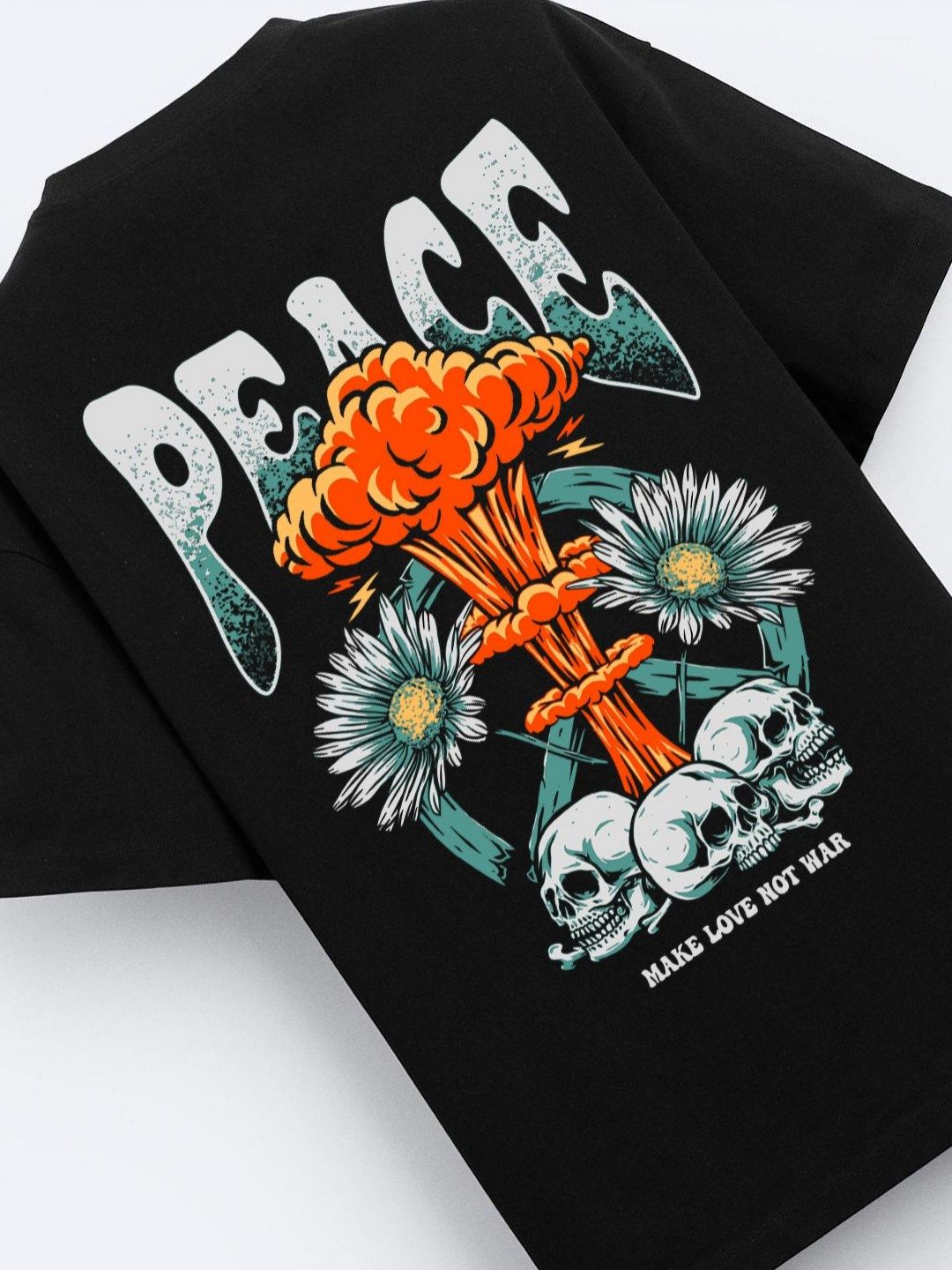 ADRO Lelaki Baju T-Shirt Bersaiz Besar Kapas Lengan Jatuh Bercetak Grafik