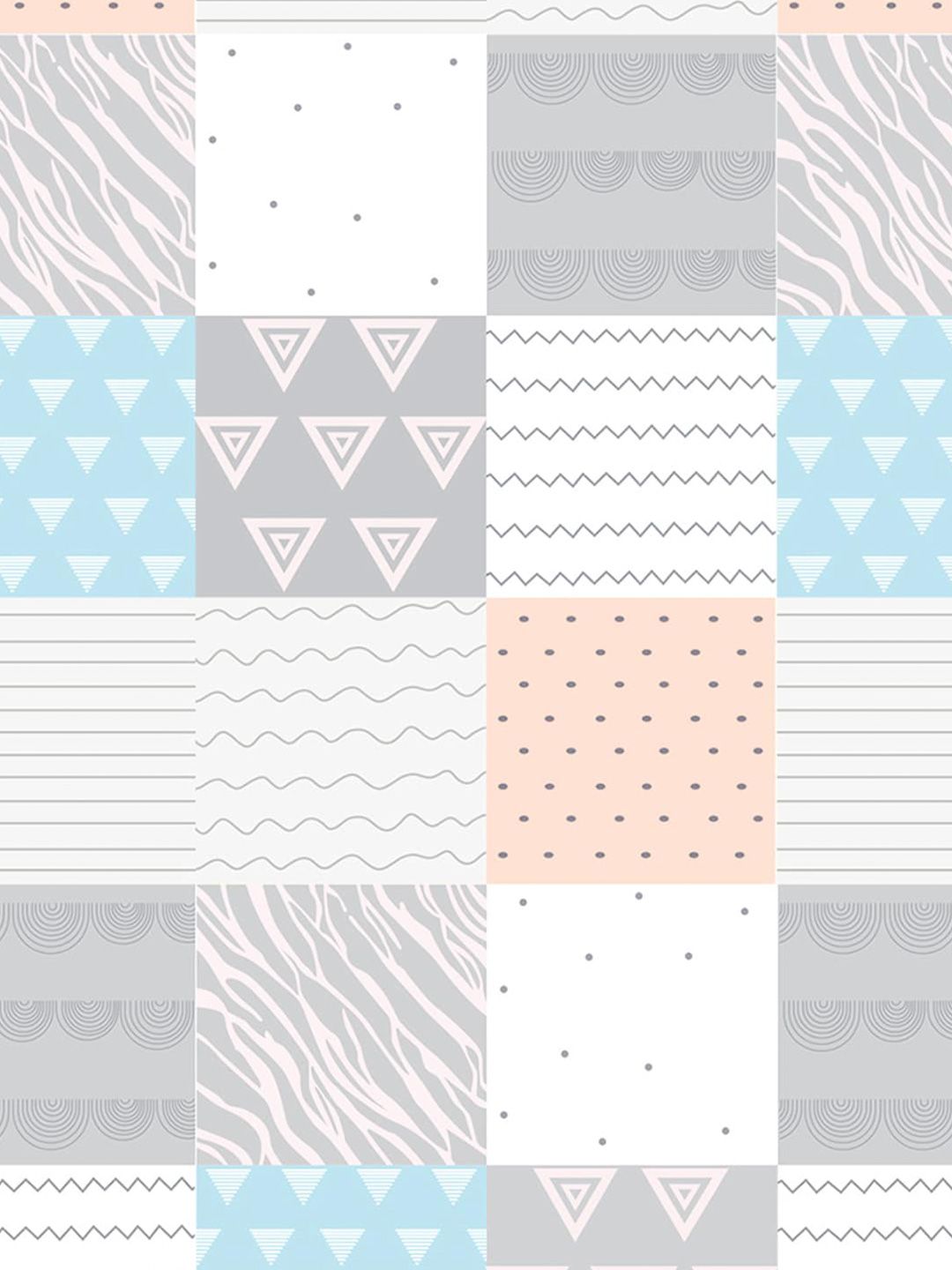 Story@home Peach & White Geometric 180 TC Queen Bedsheet with 2 Pillow Covers