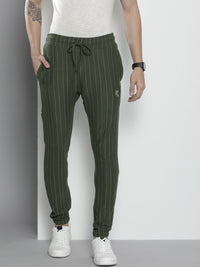 The Indian Garage Co Men Olive Striped Joggers
