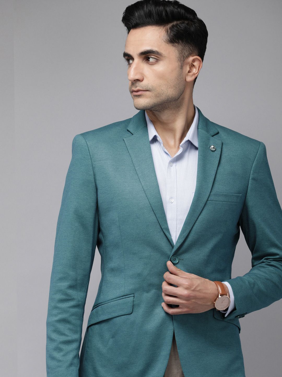 Park Avenue Active Fit Solid Single-Breasted Formal Blazers