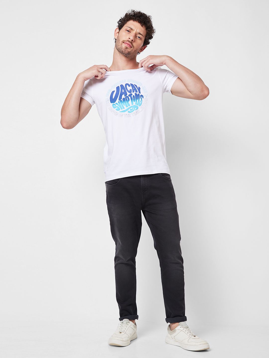 SPYKAR Typography Printed Slim Fit T-shirt