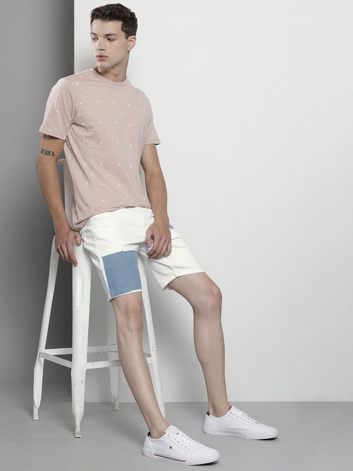 The Indian Garage Co Men White Denim Shorts