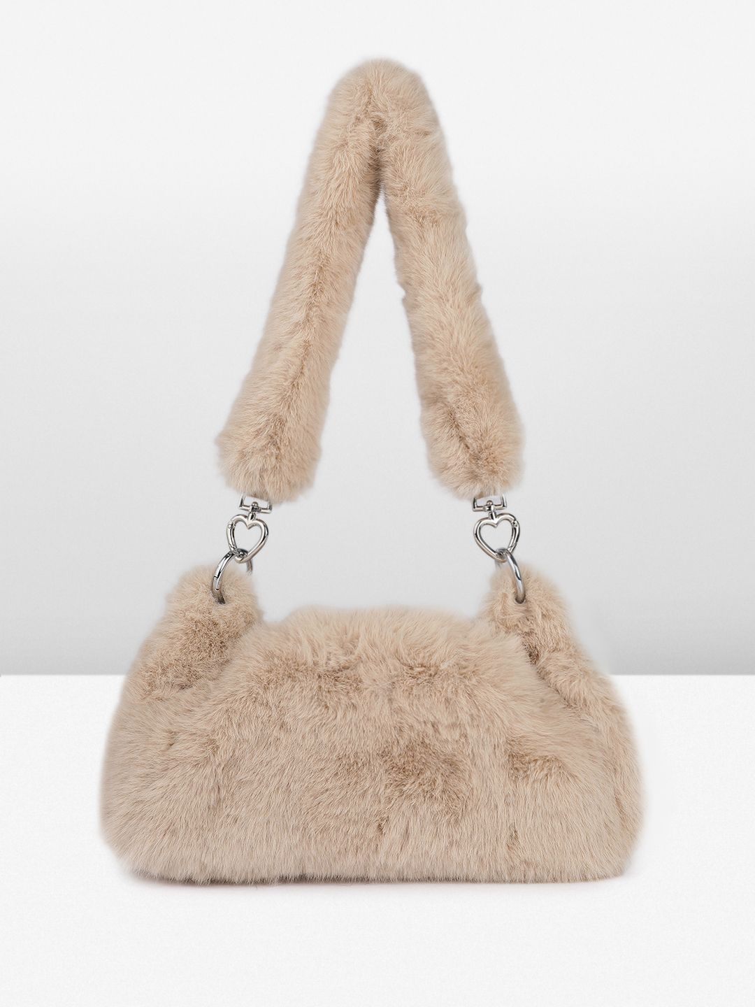 DressBerry Structured Shoulder Bag With Fur