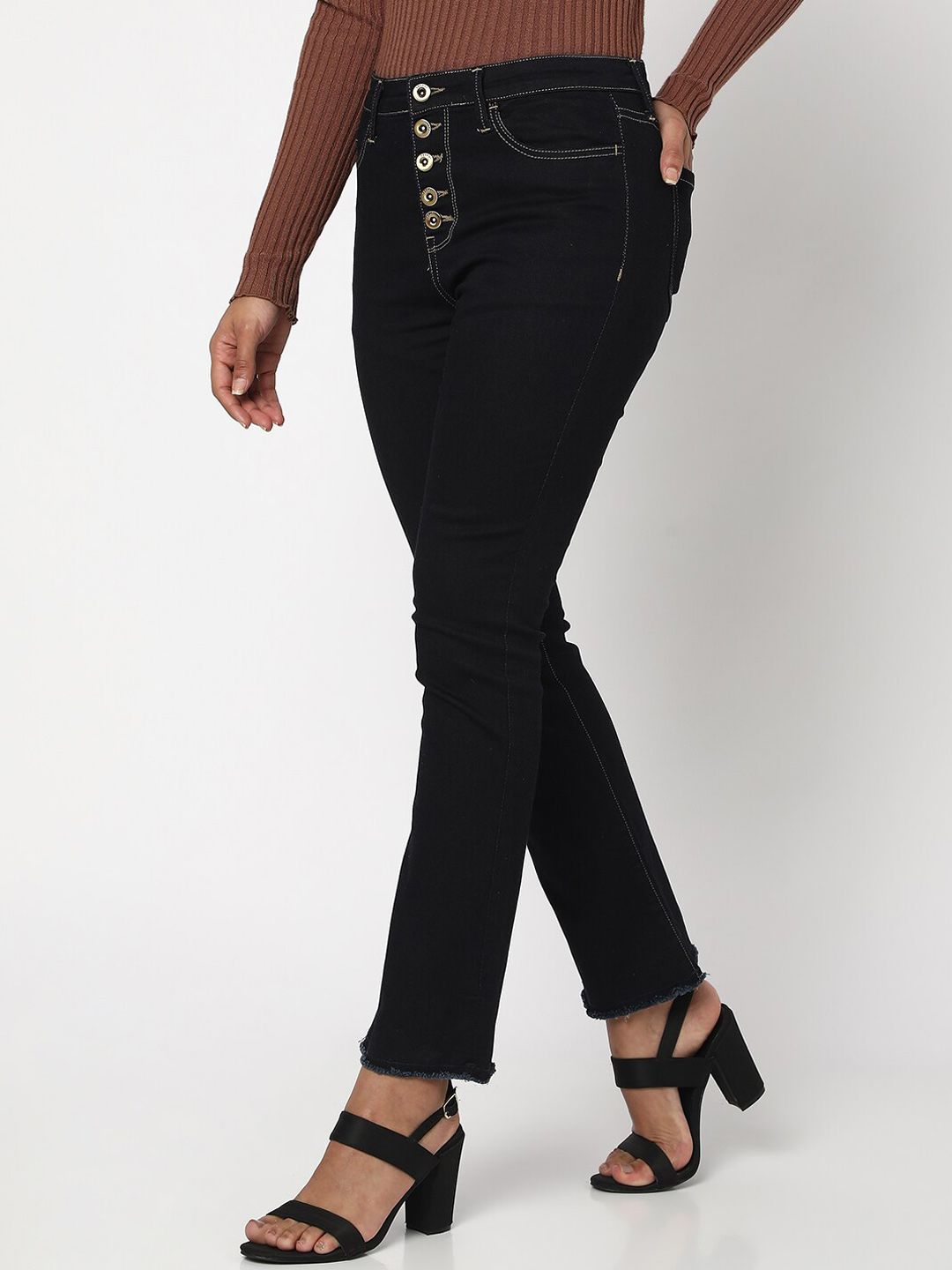 SPYKAR Women Black Elissa Flared High-Rise Jeans