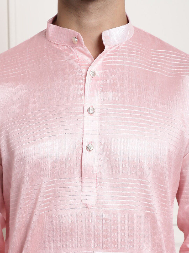 SOJANYA Woven Design Mandarin Collar Silk Cotton Kurta