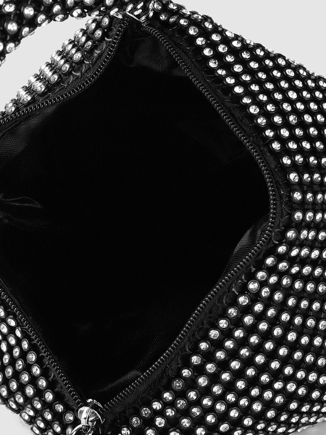 Lino Perros Black & Silver-Toned Embellished Potli Clutch