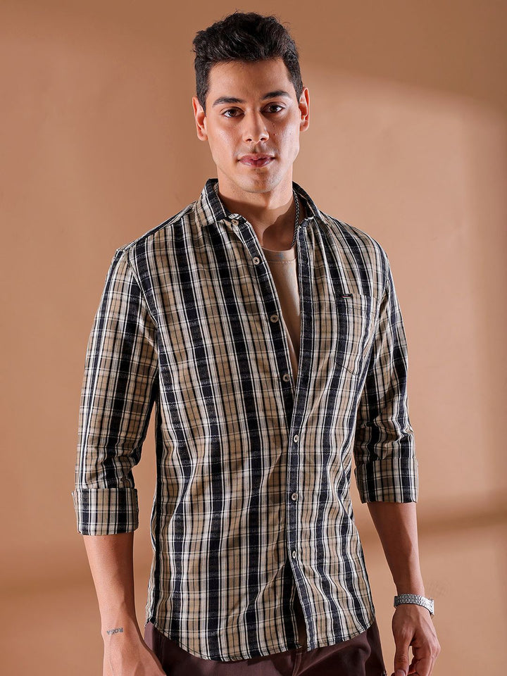 The Indian Garage Co Men Slim Fit Tartan Checks Opaque Checked Casual Shirt