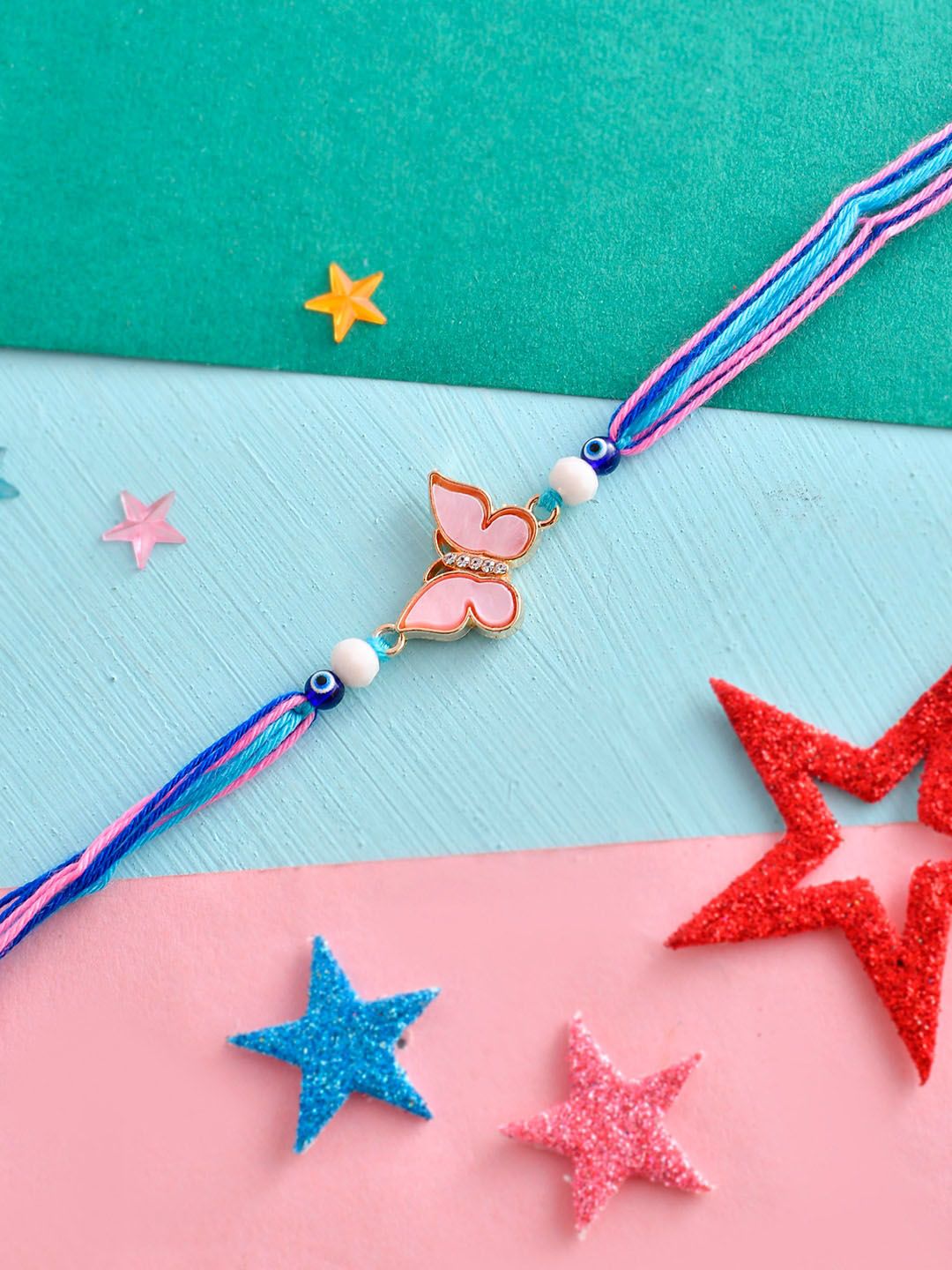 Voylla Kids Butterfly Charm Colourful Threads Rakhi