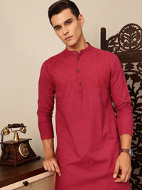 House of Pataudi Ethnic Motifs Embroidered Jashn Pure Cotton Kurta with Trousers