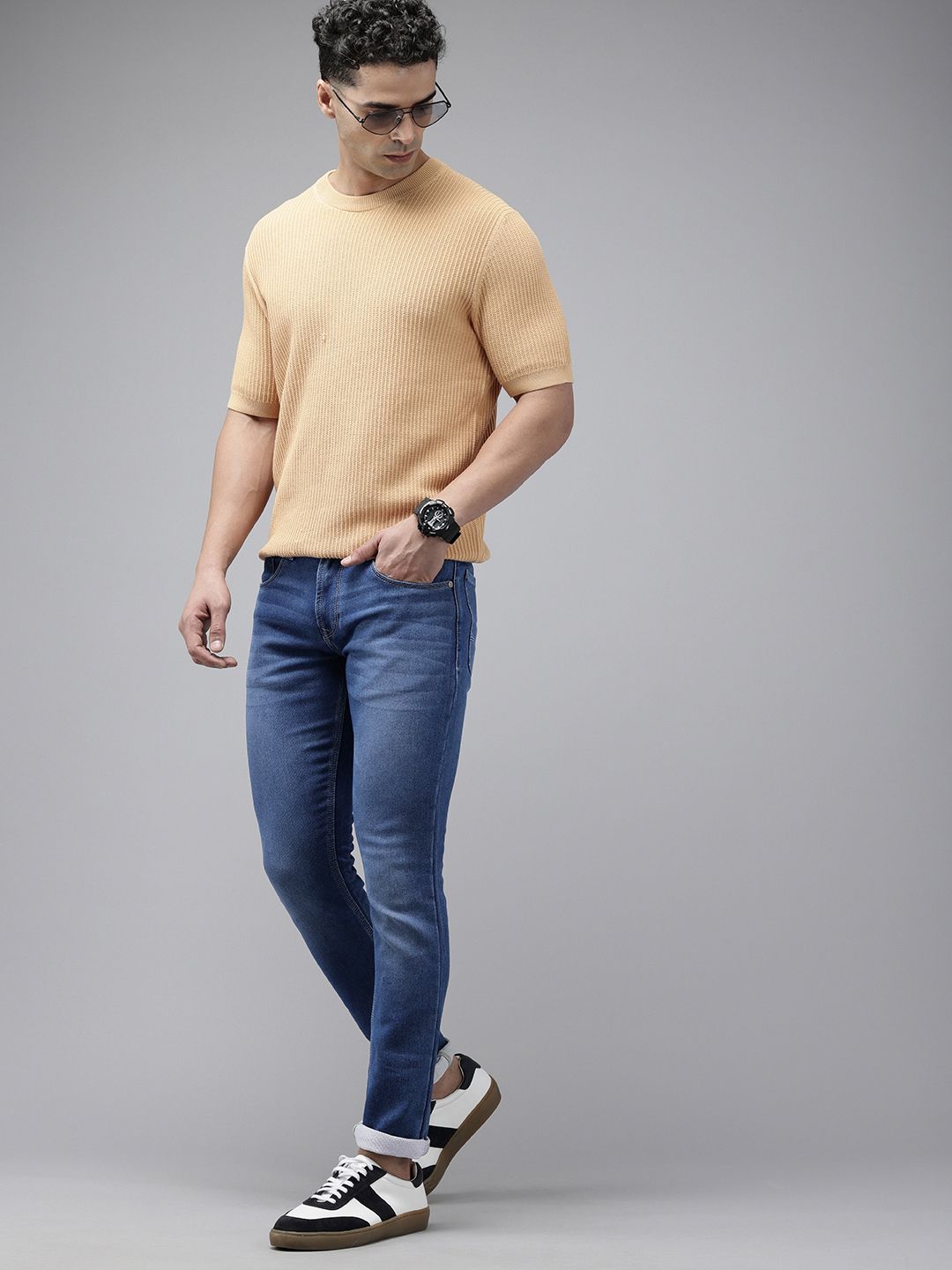 SPYKAR Men Skinny Slim Fit Low-Rise Heavy Fade Stretchable Jeans
