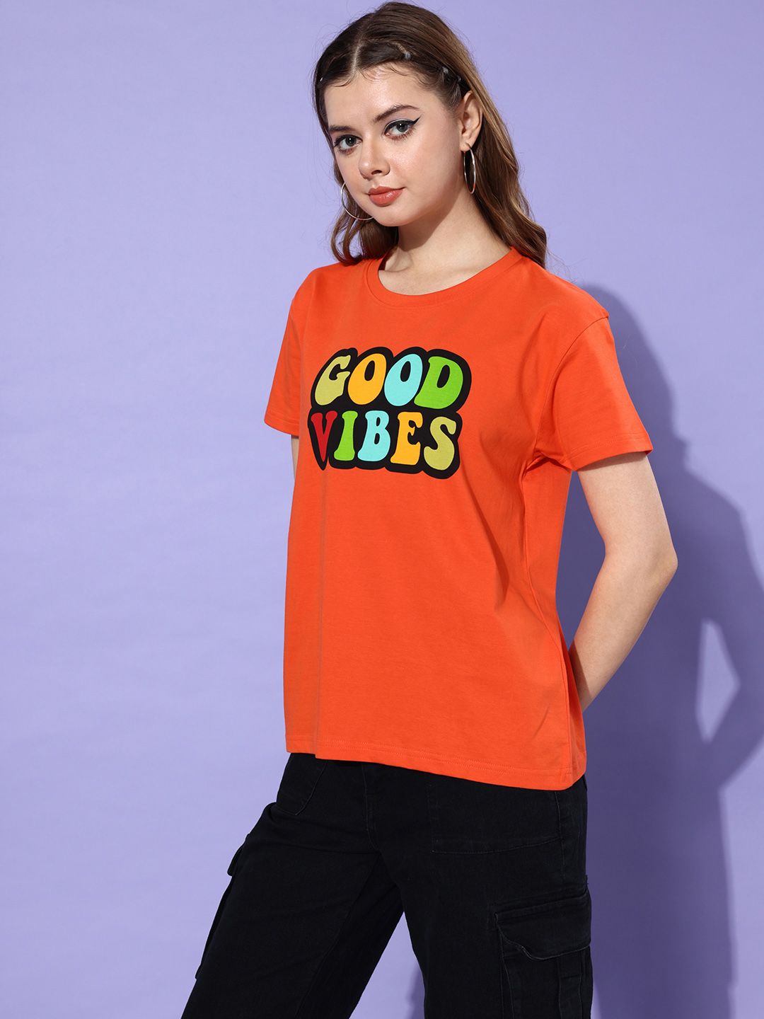 DILLINGER Women Typography Printed Pure Cotton Boxy T-shirt