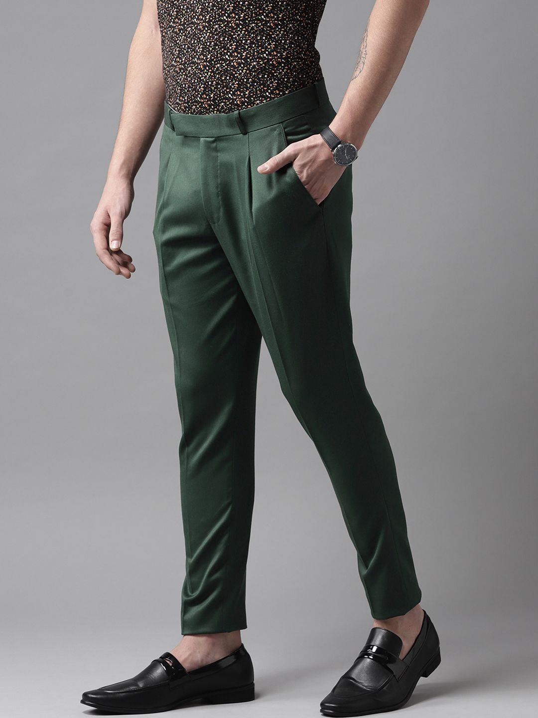 DENNISON Men Green Smart Tapered Fit Trousers