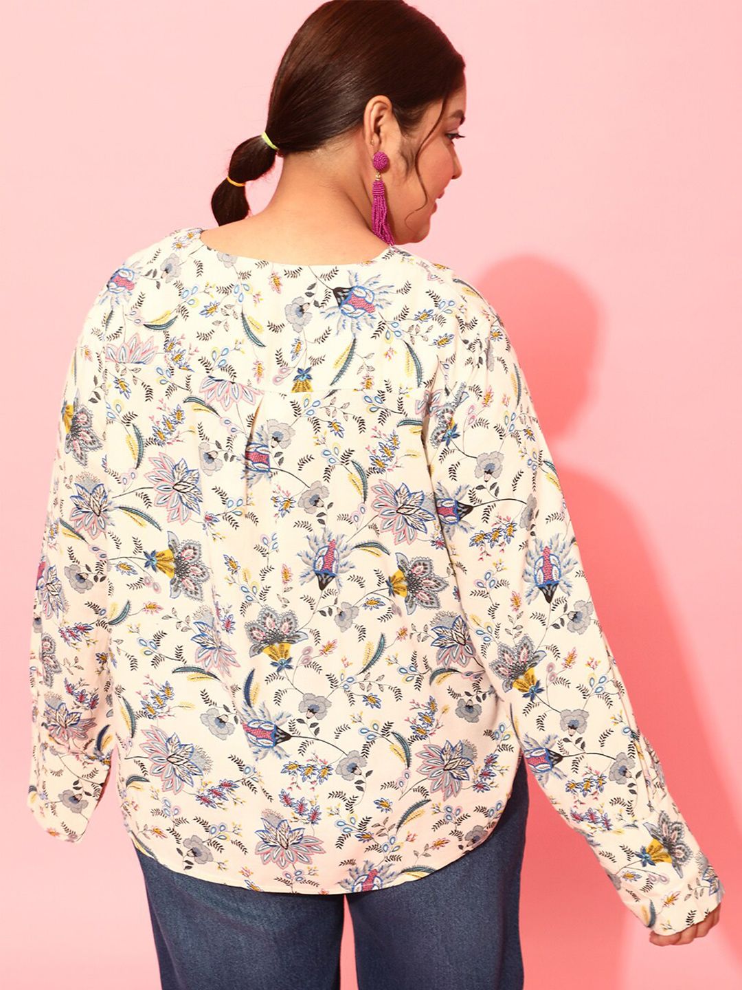 CURVY STREET Plus Size Floral Printed Top